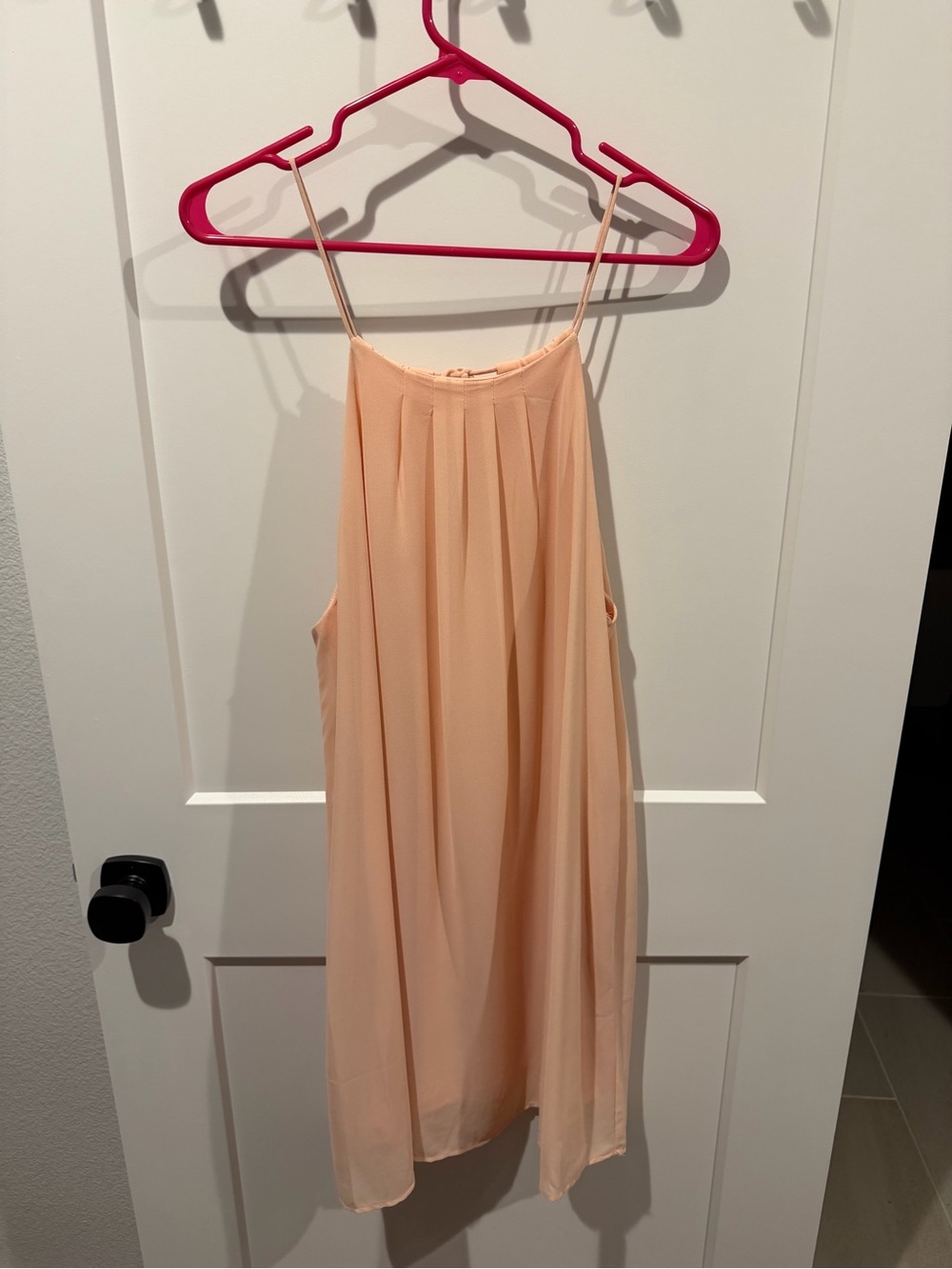 Sleeveless Peach Spaghetti-Strap Mini Dress
